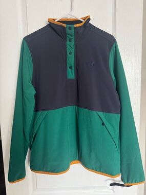 The North Face Navy Jacket with Green Front and Orange Trim
